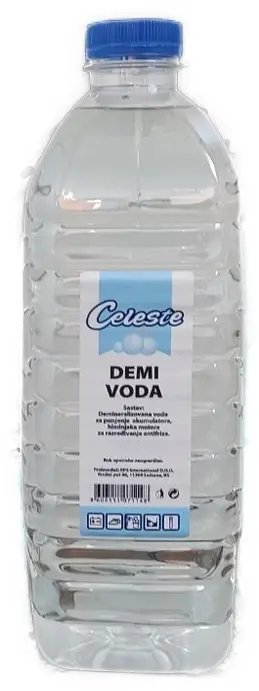 Celeste demineralized water two-litre bottle
